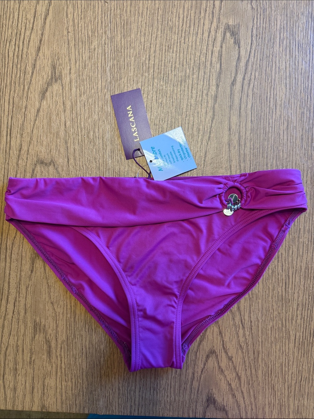 Lascana Fuchsia Bikini Bottom with Decorative Ring Size 4